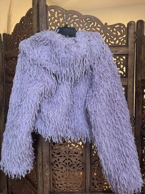 NEW By Anthropologie Faux-Feather Fuzzy Crop Jacket